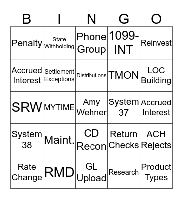 EVERGREEN Bingo Card