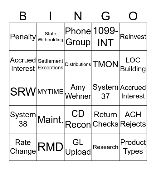 EVERGREEN Bingo Card