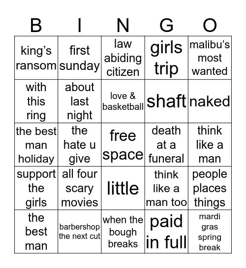 regina hall Bingo Card