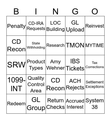 EVERGREEN Bingo Card