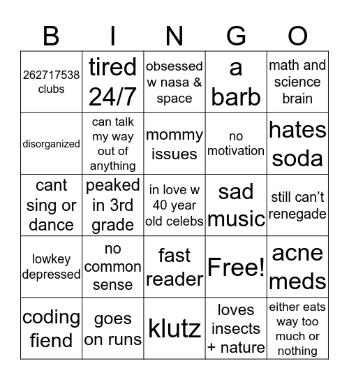 kailly gal Bingo Card