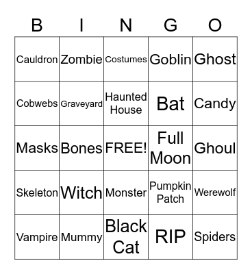 Halloween Bingo Card