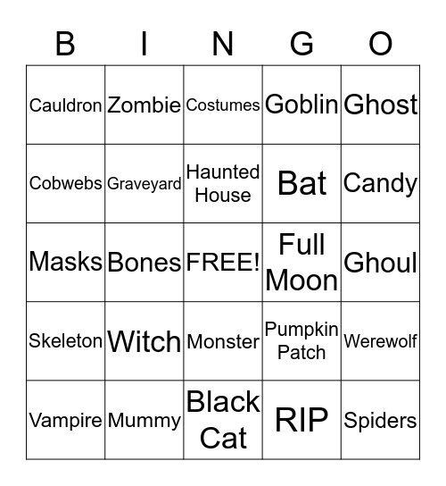 Halloween Bingo Card