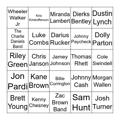 Mixed Up Country Bingo Card