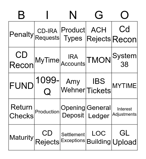 EVERGREEN Bingo Card