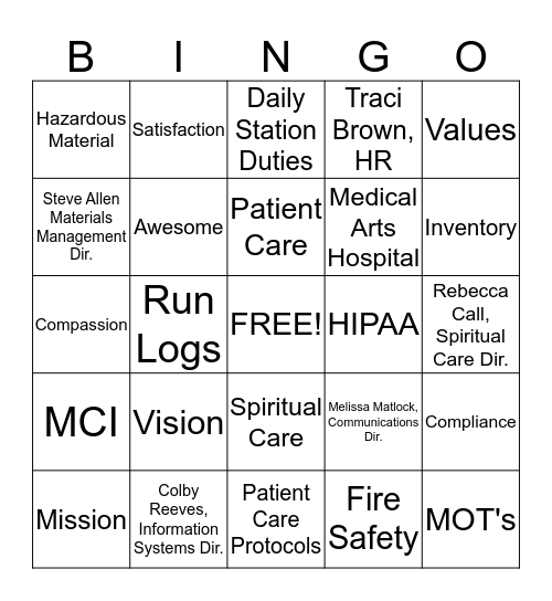 Orientation BINGO Card