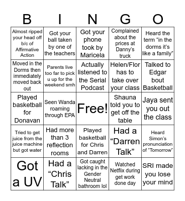 Eastside Bingo 🧢🤦🏽‍♂️😒 Bingo Card