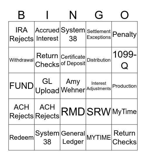 EVERGREEN Bingo Card