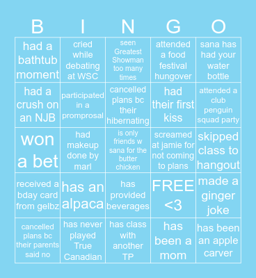 TROYPACAS BINGO Card