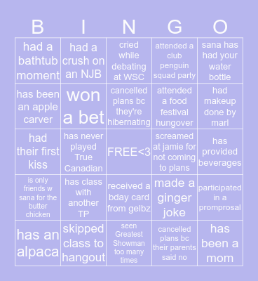 TROYPACAS BINGO Card