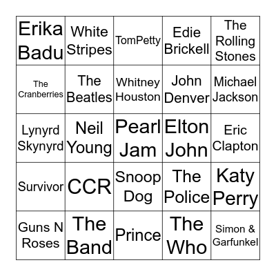 Cover Jams Bingo Card