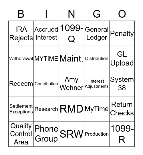 EVERGREEN Bingo Card