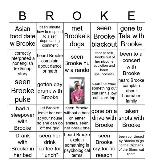 Brooke Bingo!! 😫👅👿 Bingo Card