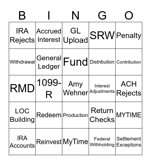 EVERGREEN Bingo Card