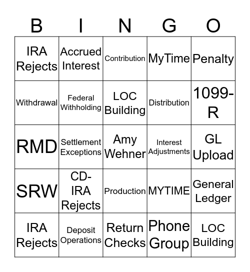 EVERGREEN Bingo Card