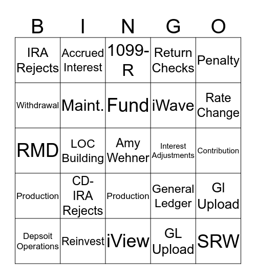 EVERGREEN Bingo Card