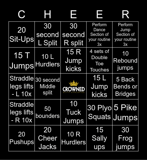 Crowned Elite Athletics Bingo Card