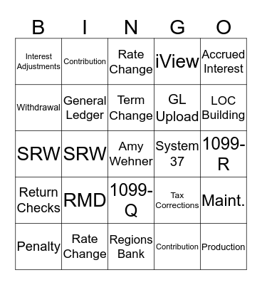 EVERGREEN Bingo Card