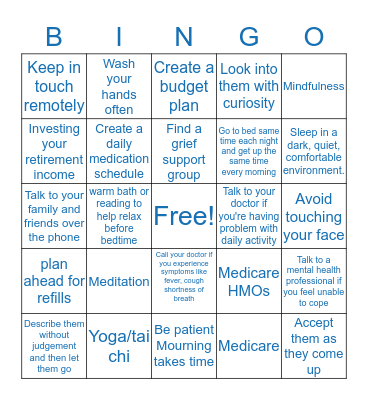 Mental Wellness Bingo Card