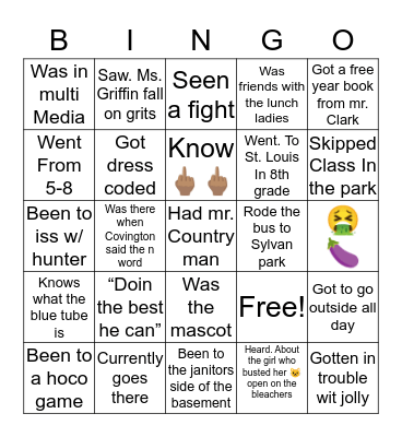 West end Bingo Card