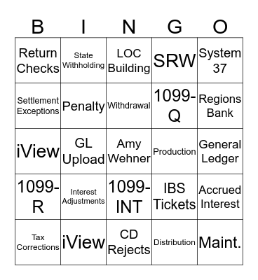 EVERGREEN Bingo Card