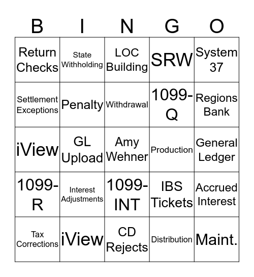 EVERGREEN Bingo Card