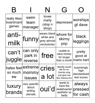 gaby’s bingo Card