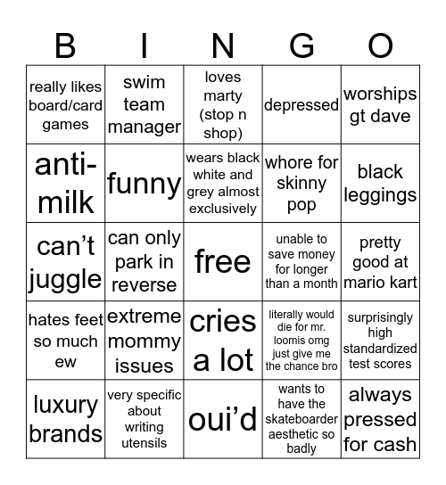 gaby’s bingo Card
