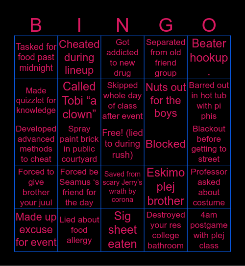 XO Plej Bingo Card