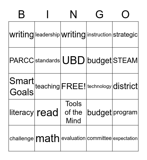 Back to School Bingo Card