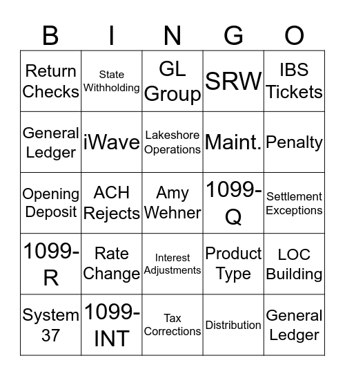 EVERGREEN Bingo Card