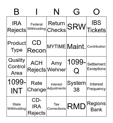 EVERGREEN Bingo Card