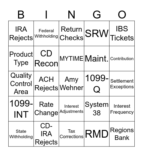 EVERGREEN Bingo Card