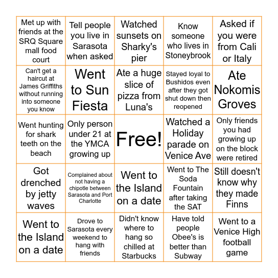 Bingo Venice Edition Bingo Card