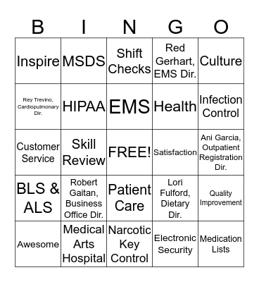 Orientation BINGO Card