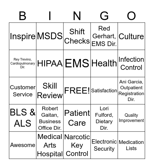 Orientation BINGO Card