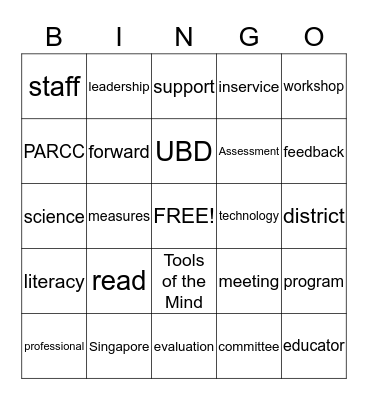 Back to School Bingo Card