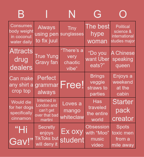 Maddie Barker Bingo Card