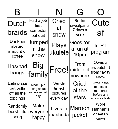 Genevieve Kulla Bingo Card