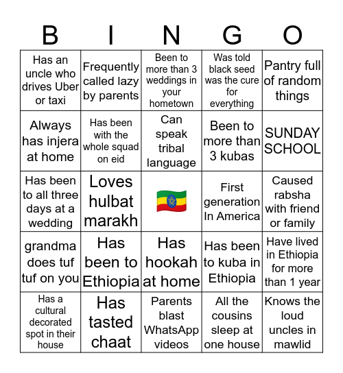 Ethio/Harari🇪🇹 Bingo Card