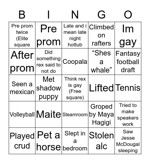 Kens Bingo Card