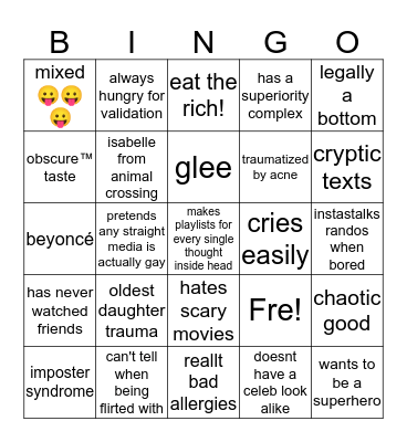 pres banga Bingo Card