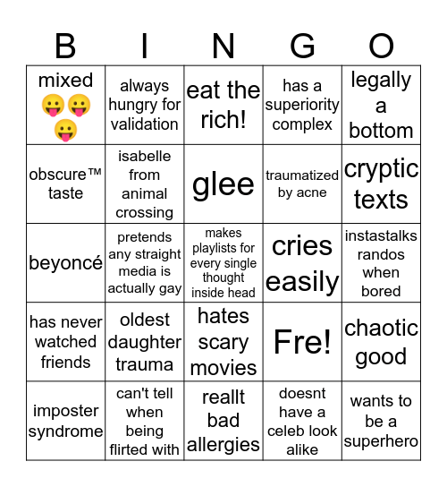 pres banga Bingo Card