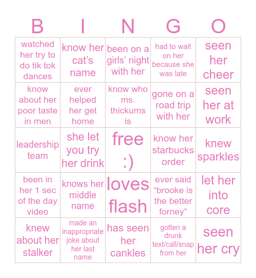 Jessica’s Bingo Card