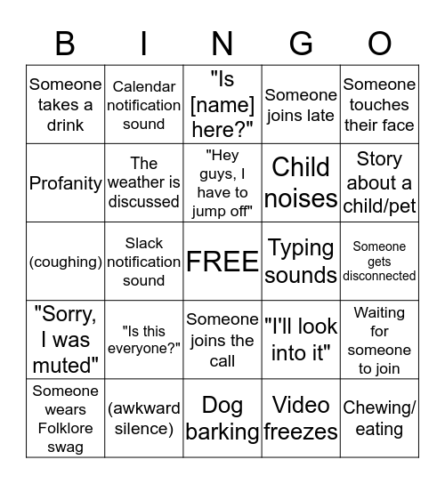 Uberconference Bingo Card