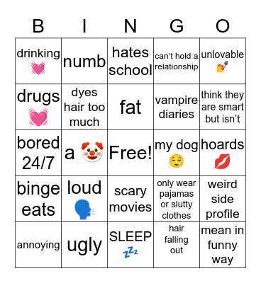 graces bingo 💅😌✌️ Bingo Card