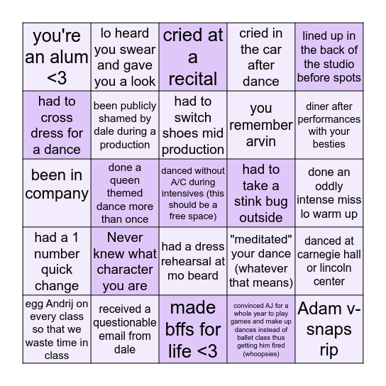 WSDC BINGO!!!!!! Bingo Card