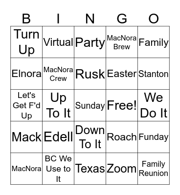 MacNora Bingo Card