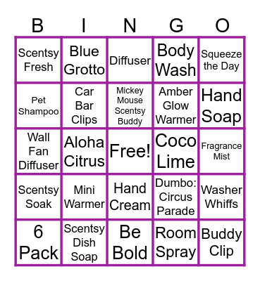 Scentsy Bingo Night 2 Bingo Card