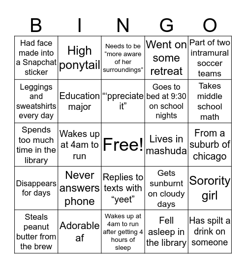 Colleen McCabe Bingo Card